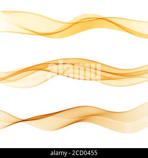 Abstract orange lines divider collection of three beautiful gradient speed swoosh waves.Vector wave flow Stock Vector