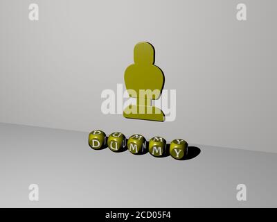 DUMMY 3D icon on cubic text - 3D illustration for background and ...