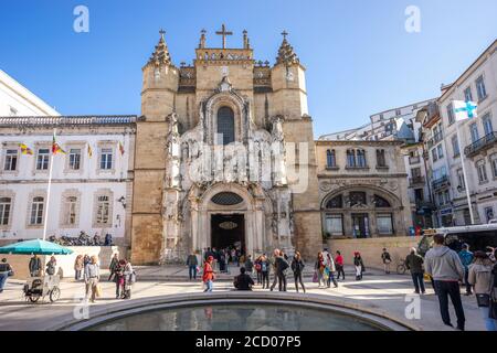 Coimbra, Portugal - November 15,2019:  Historic Santa Cruz Church in the old town Stock Photo