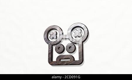 WALKMAN PLAY 3D icon on the wall, 3D illustration Stock Photo