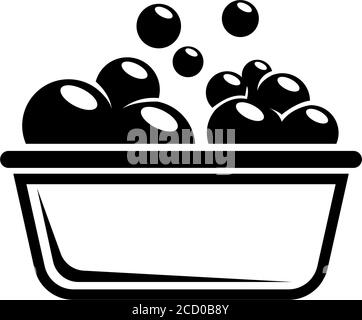 Bowl or Basin for Washing with Soap Bubbles. Flat Vector Icon illustration. Simple black symbol on white background. Bowl or Basin for Washing Soap si Stock Vector