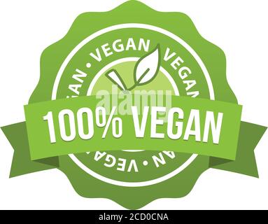 100% Vegan Badge. Vegan Button. Eps10 Vector Banner. Stock Vector