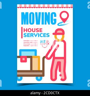 Moving House Services Advertising Poster Vector Stock Vector