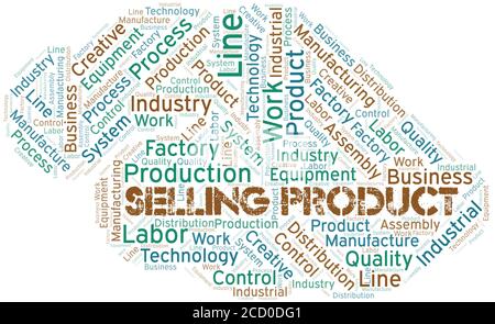 Selling Product word cloud create with the text only. Stock Vector