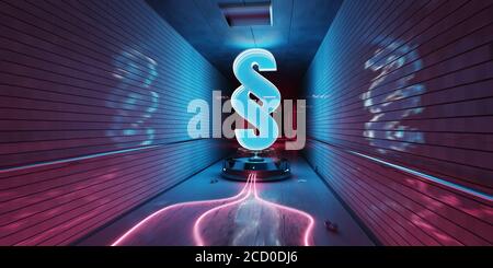 Blue and pink law paragraph digital hologram in underground 3D rendering Stock Photo