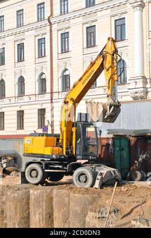 Construction equipment on the streets of Moscow city. Stock Photo