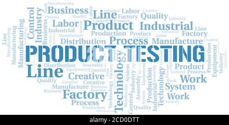 Product Testing word cloud create with the text only. Stock Vector