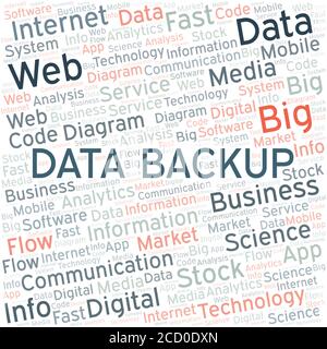 Data Backup vector word cloud, made with the text only. Stock Vector