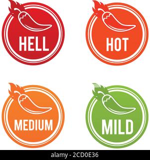 Chili peppers scale icons. Eps10 Vector. Stock Vector