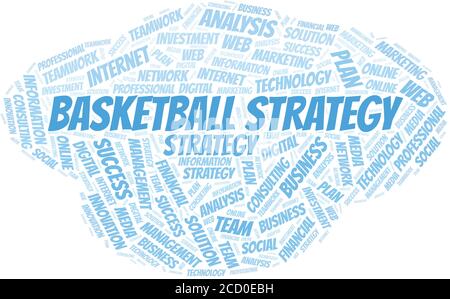 Basketball Strategy word cloud create with the text only. Stock Vector