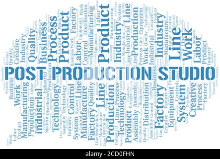 Post Production Studio word cloud create with the text only. Stock Vector