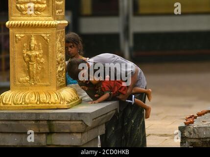 Kollur Mookambika Temple, India, a Hindu temple dedicated to the Mother Goddess known as Mookambika Devi, It is situated in the foothills of Kodachadri Stock Photo