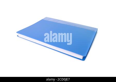 blue files folder retention of contracts isolated on white background, concept Office supplies Stock Photo