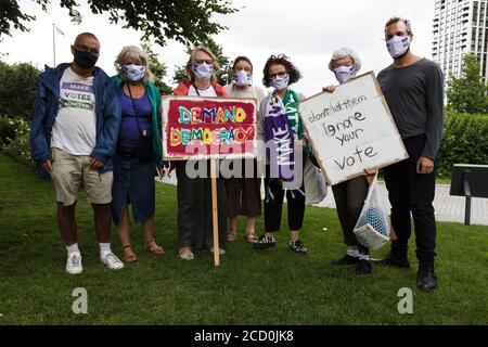 Makes Vote Matter demonstration in London on Westminster Bridge on August 22nd 2020 Stock Photo