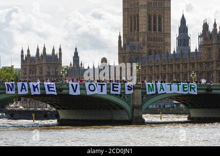 Makes Vote Matter demonstration in London on Westminster Bridge on August 22nd 2020 Stock Photo