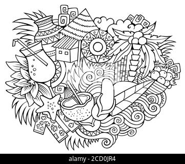 Haiti hand drawn cartoon doodles illustration. Funny travel design Stock Vector