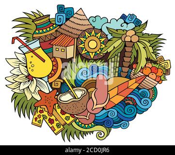 Haiti hand drawn cartoon doodles illustration. Funny travel design Stock Vector