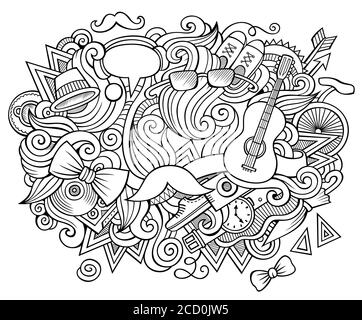 Hipster hand drawn cartoon doodles illustration. Funny people design Stock Vector