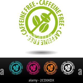 Caffeinel free badge, logo, icon. Flat vector illustration on white background. Can be used business company. Stock Vector