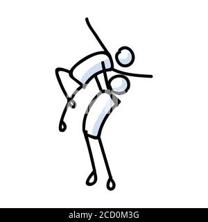 Hand drawn gay men lift stickman ballet dancer concept. Simple outline two male ballerina couple doodle icon clipart. For lgbtq dance studio or pride Stock Vector