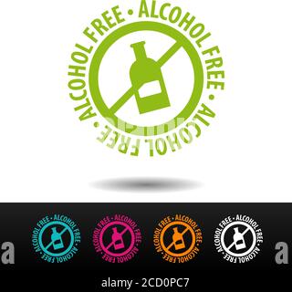 Alcohol free badge, logo, icon. Flat vector illustration on white background. Can be used business company. Stock Vector