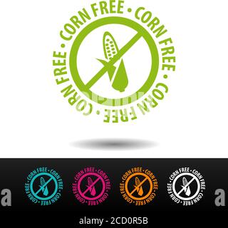 Corn free badge, logo, icon. Flat vector illustration on white background. Can be used business company. Stock Vector