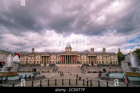 LONDON- The National Portrait Gallery on Trafalgar Square, a world famous Landmark area in London's West End
