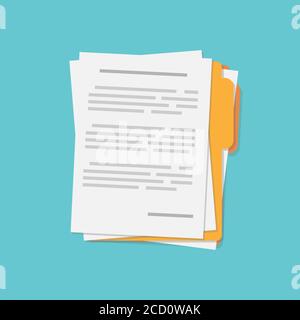 Vector Illustration Of Contract Papers Icon Template With Text And Signature Stock Vector