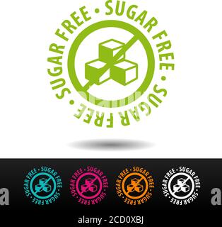 Sugar free badge, logo, icon. Flat vector illustration on white background. Can be used business company. Stock Vector