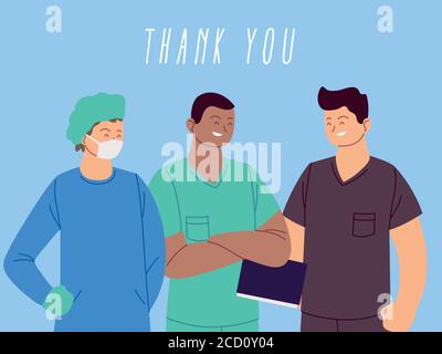 thank you doctor and Nurses and medical personnel team, fighting the coronavirus vector illustration design Stock Vector