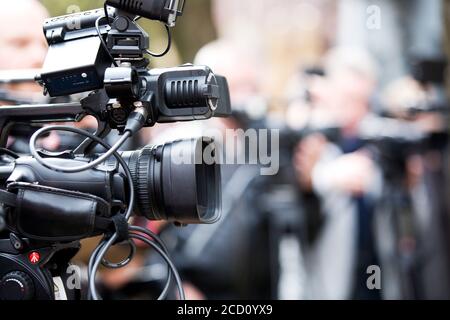 Professional video camera used by journalists Stock Photo