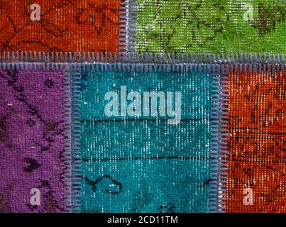 Turkish carpet patchwork handmade. Patchwork pattern, texture background Stock Photo