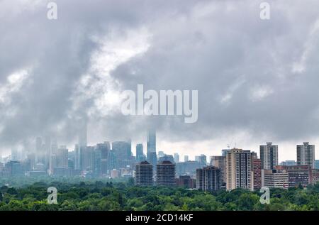 Stormy clouds over Toronto downtown and midtown after summer thunderstorm Stock Photo