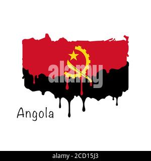 Painted Angola flag, Angola flag paint drips. Stock vector illustration isolated on white background Stock Vector