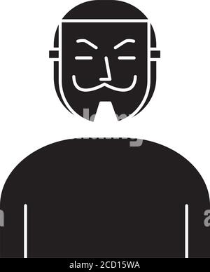 man with Salvador Dali mask silhouette style icon vector illustration design Stock Vector