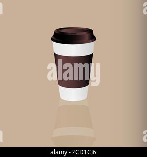 Takeaway Hot coffee cup, Can be any kind of hot drink like Hot green tea latte, Hot latte coffee or Cappuccino in white paper cups with black lid Stock Vector