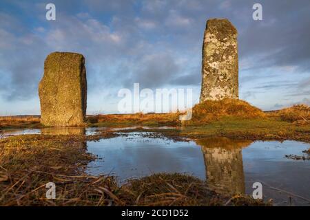 Nine Maidens; Part of Stone Circle; Near Men an Tol and Carn Galver; Cornwall; UK Stock Photo