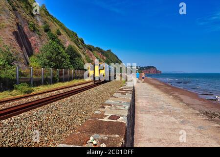 Teignmouth train on the seafront Stock Photo