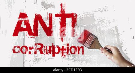 ANTI CORRUPTION Hand drawing words with paintbrush. Clear Business concept Stock Photo