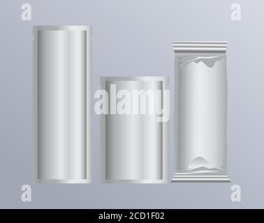 gray sachets packings products isolated icons vector illustration design Stock Vector