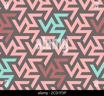 Zig zag, crankle coral color seamless geometric pattern. Vector repeating zig zag pattern for fabric design, cloth, textile Stock Vector