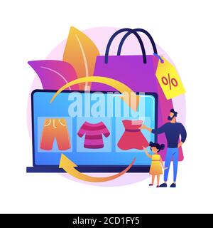 Baby clothes trade-in abstract concept vector illustration. Stock Vector