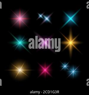 Lens flares and lighting effects, vector illustration Stock Vector
