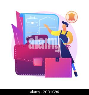 Leather handcraft abstract concept vector illustration. Stock Vector