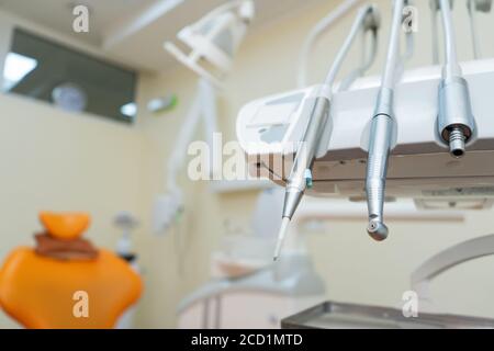 Interior stylish modern dentist office in orange style Stock Photo