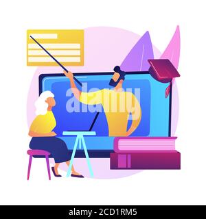 Online learning for seniors abstract concept vector illustration Stock ...