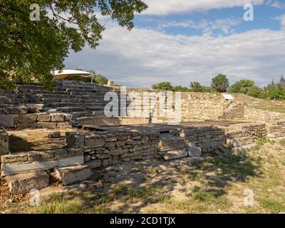 Ruins of ancient legendary city of Troy in Canakkale Province, Turkey Stock Photo