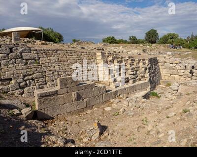 Ruins of ancient legendary city of Troy in Canakkale Province, Turkey Stock Photo