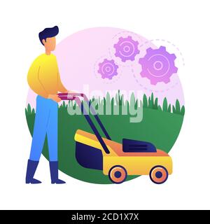 Lawn mowing service abstract concept vector illustration.