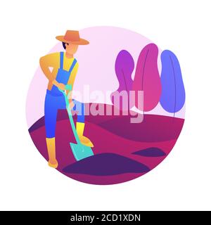 Cultivating the soil abstract concept vector illustration. Stock Vector